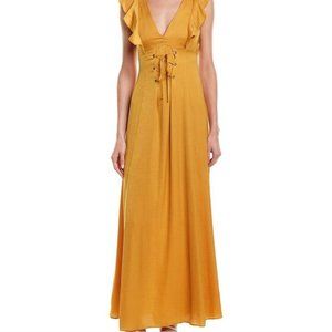 BCBG Gold Satin Sleeveless Maxi Dress